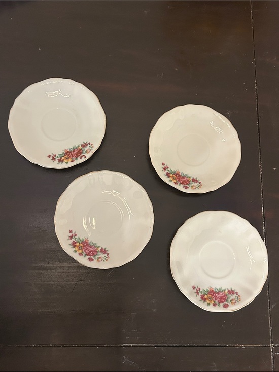 Other - White Floral Porcelain Saucers - Set of 4